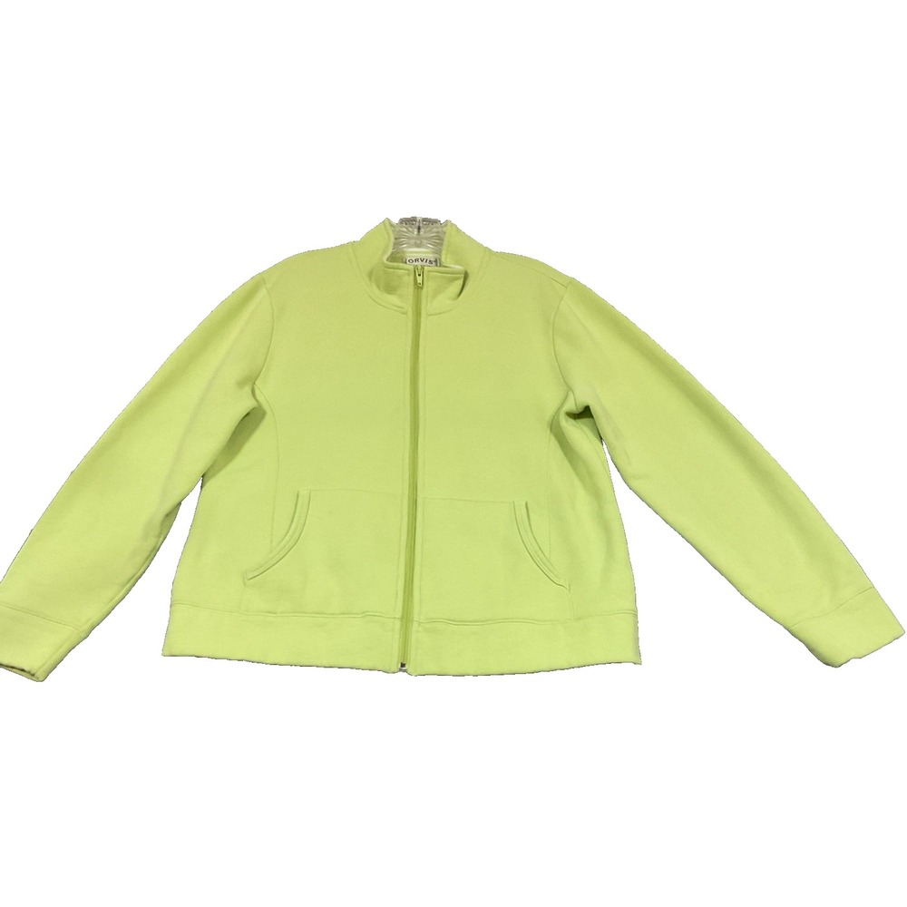 Orvis Running Sweat Jacket Full Zip‎ Up Women Sz M Outdoor Hiking Green